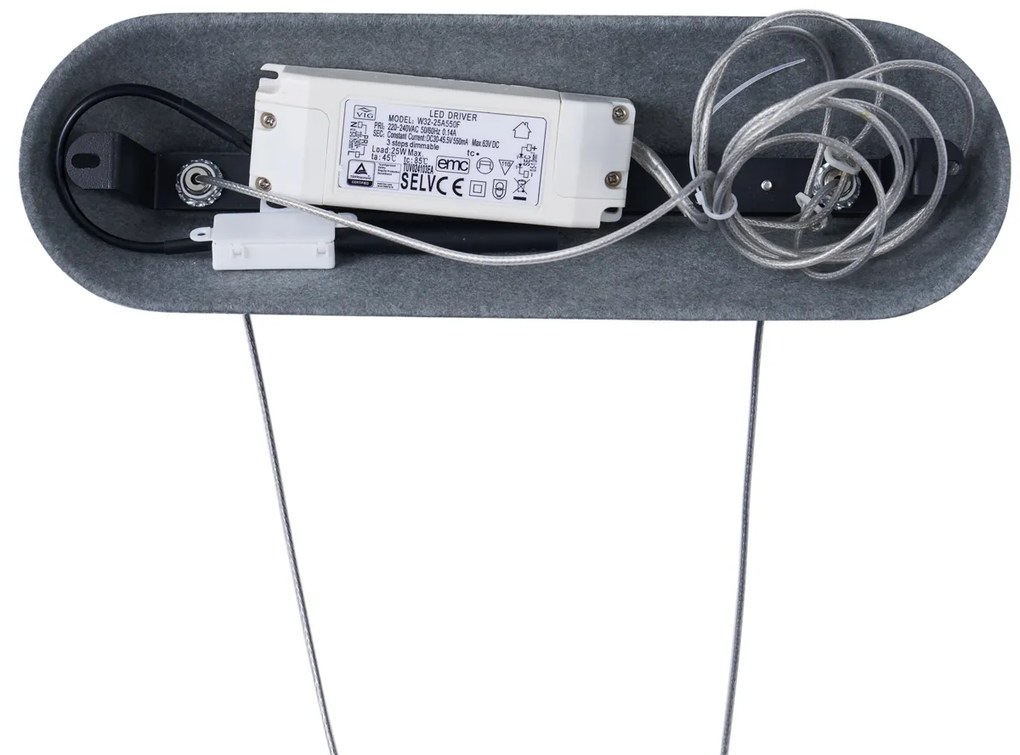 Moderne hanglamp zwart met grijze binnenkant incl. LED 3-staps dimbaar - Dani