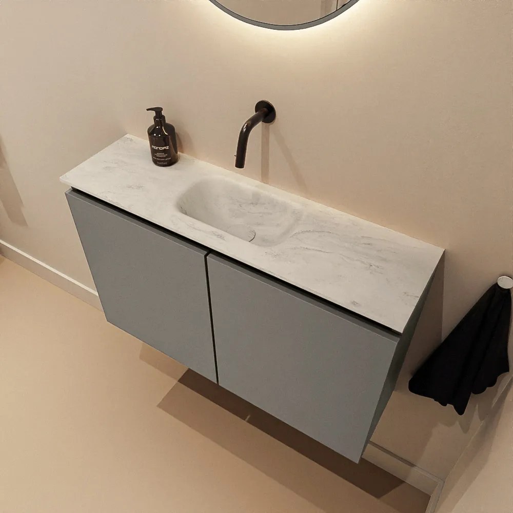 Mondiaz Ture DLux toiletmeubel 80cm smoke met wastafel opalo midden zonder kraangat