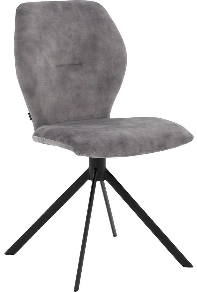 Goossens Eetkamerstoel Hera grijs velvet stof leuning, modern design