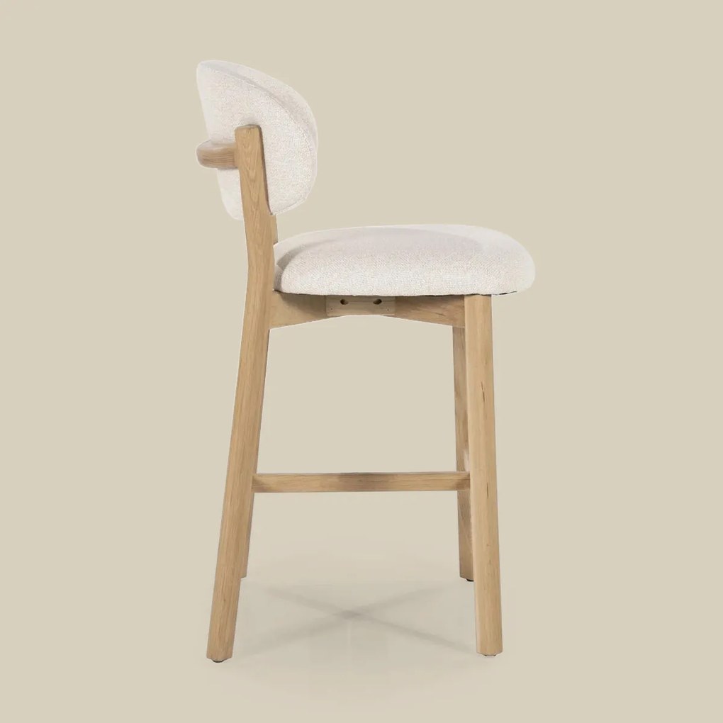 Eleonora Mikky Luxe Barstoel Eiken En Beige Stof