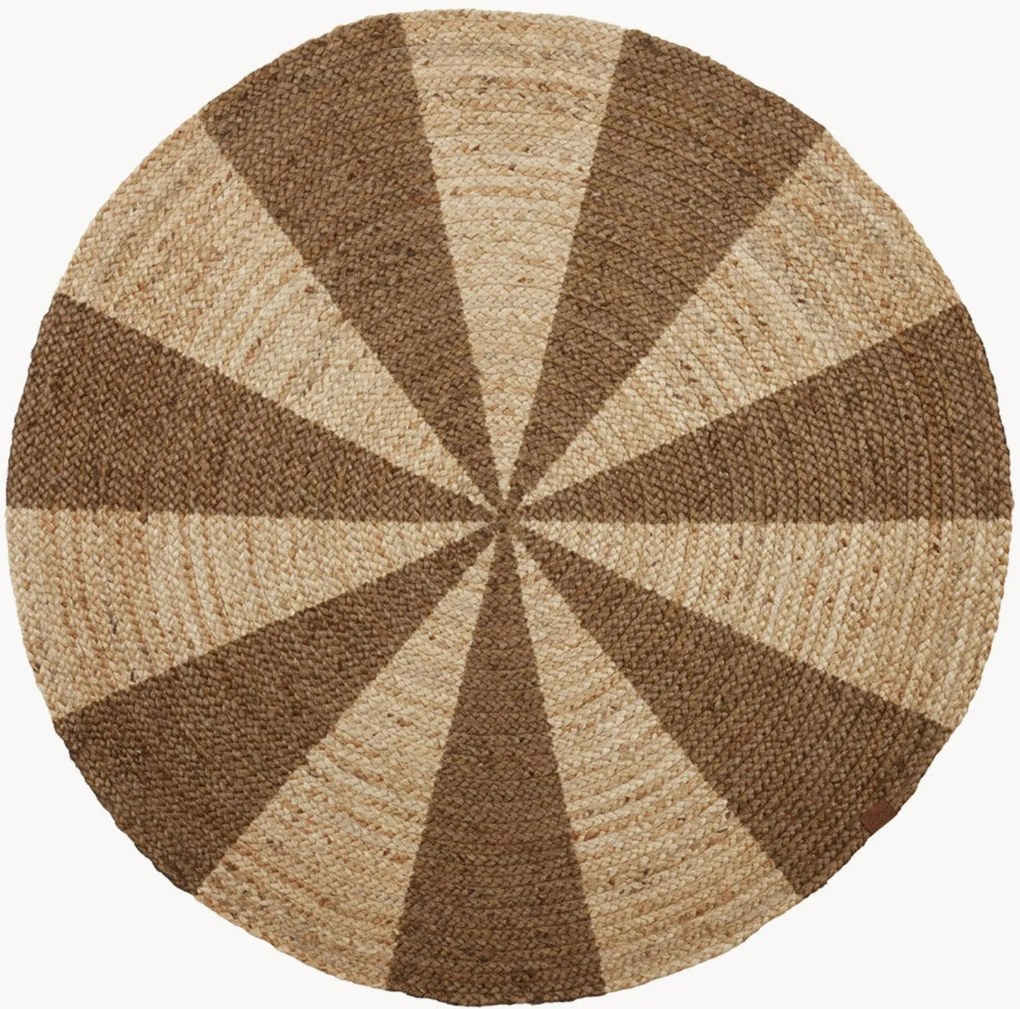Rond handgeweven juten vloerkleed Twinkle
