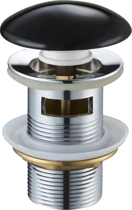 Mexen klik-klak plug rond met overloop, zwart keramisch - 79920-75