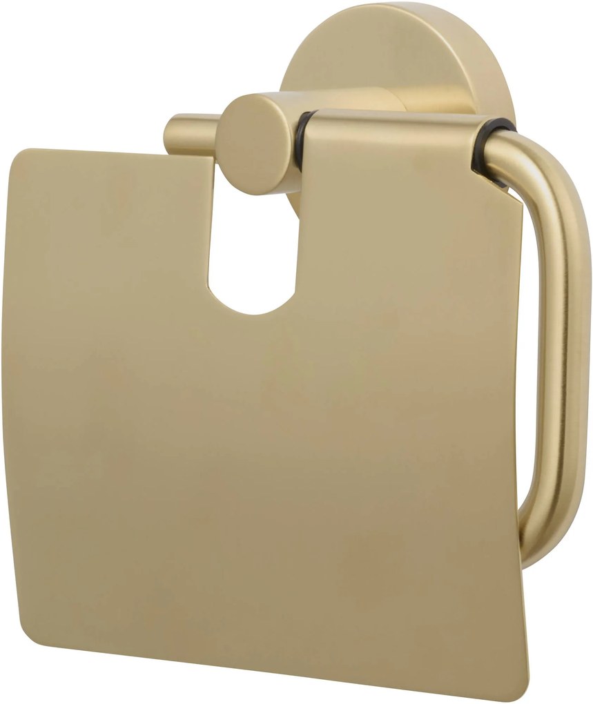 Saqu Eurotrend toiletrolhouder met klep geborsteld messing