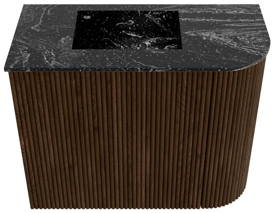 Mondiaz Joya DLux 50cm toiletmeubel ronding rechts walnut met wastafel faye links zonder kraangat lava