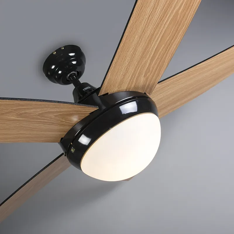 Plafondventilator zwart met afstandsbediening - Cool 52 Modern E14 rond Binnenverlichting Lamp