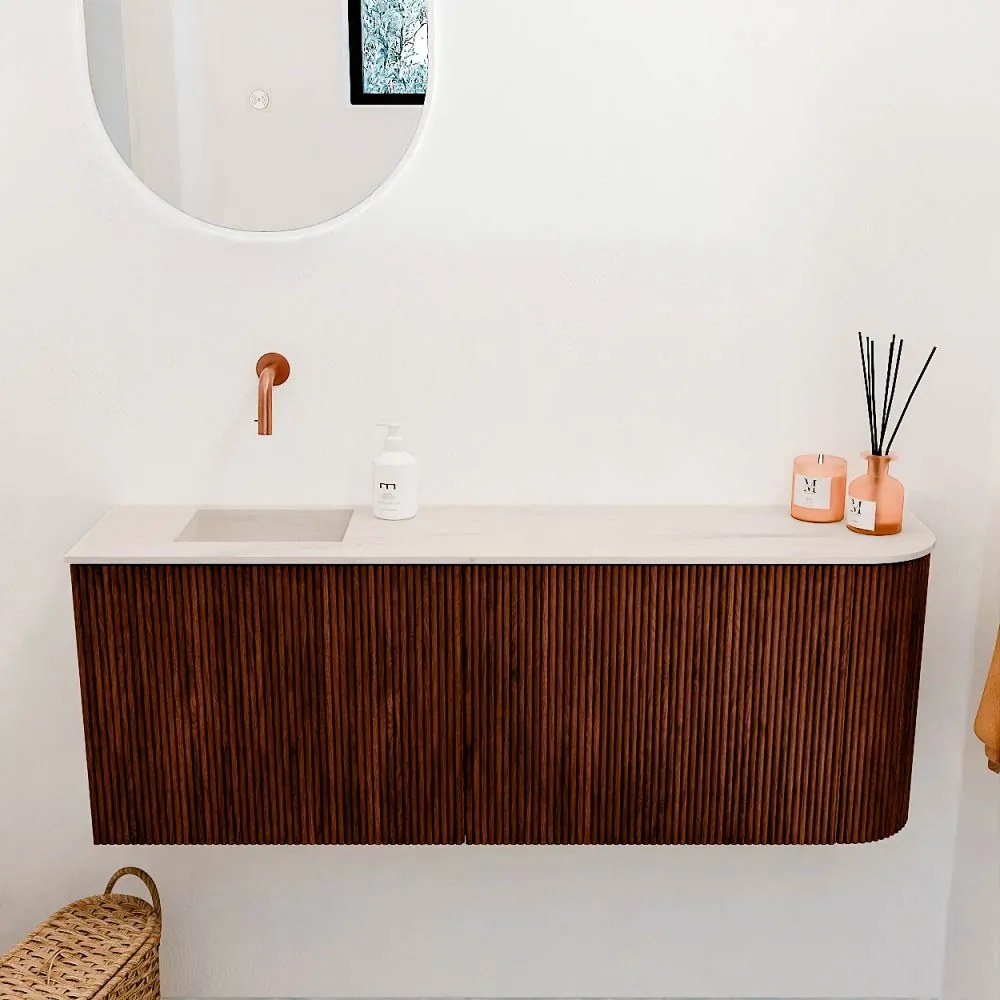 Mondiaz Joya DLux 110cm toiletmeubel ronding rechts ruby met wastafel faye links zonder kraangat meli