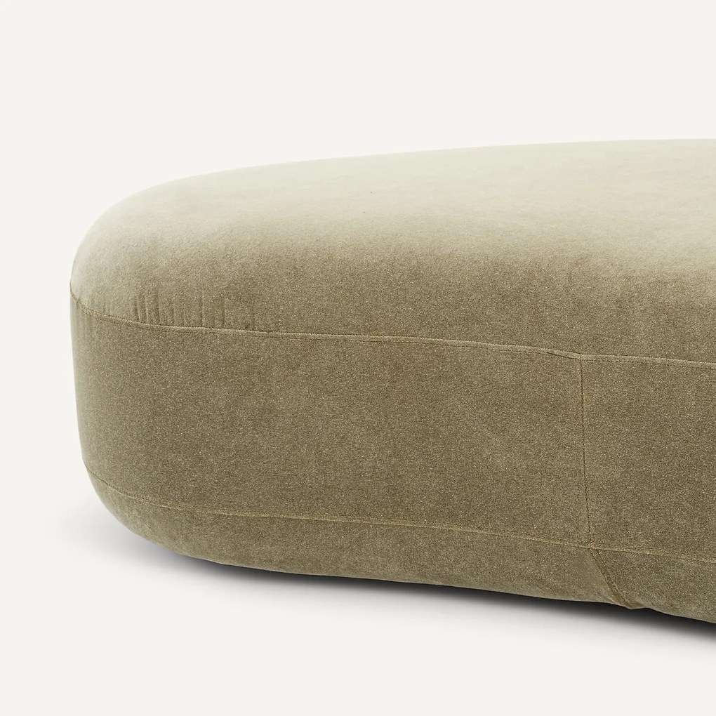 Voetenbank van linnen fluweel, Rosebury, ontwerp Emmanuel Gallina