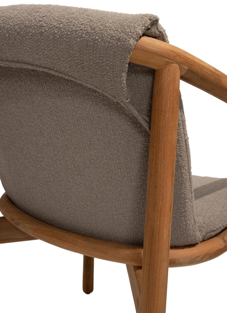 4 Seasons Outdoor Tess teak tuinstoel met bouclé bekleding  Tuinstoel    taupe weerbestendig