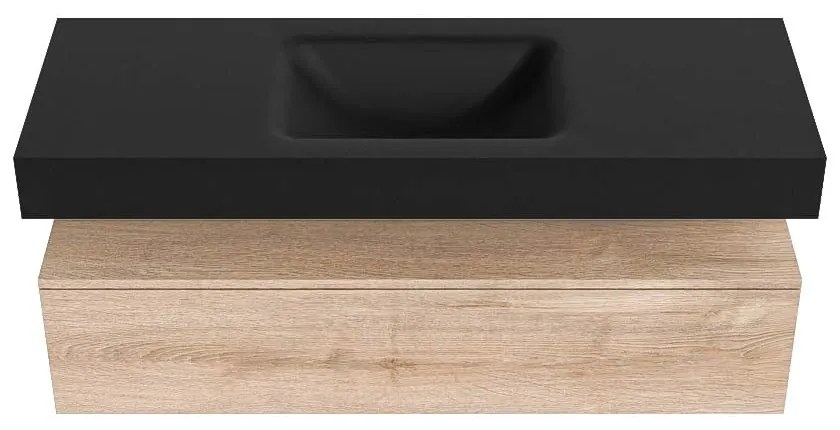 Zaro Alan badmeubel 130cm washed oak 1 lade met vrijhangende wastafel cloud midden 1 kraangat urban