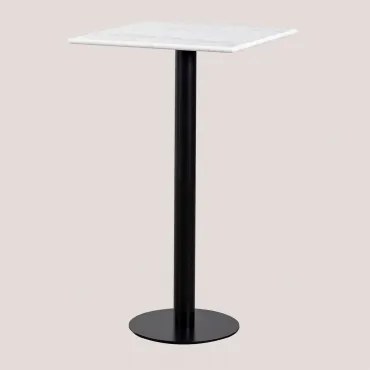 Vierkante Hoge Barkruktafel 60x60 Cm In Rocher Marmer Wit Marmer Guangxi & Zwart - Sklum