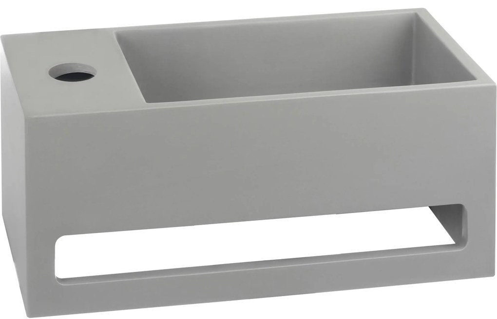 Saqu Tenno fontein links 35x20cm met handdoekhouder beton-look