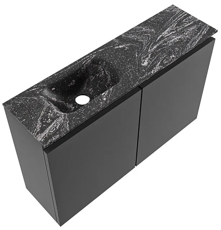 Mondiaz Ture DLux toiletmeubel 80cm dark grey met wastafel lava links zonder kraangat