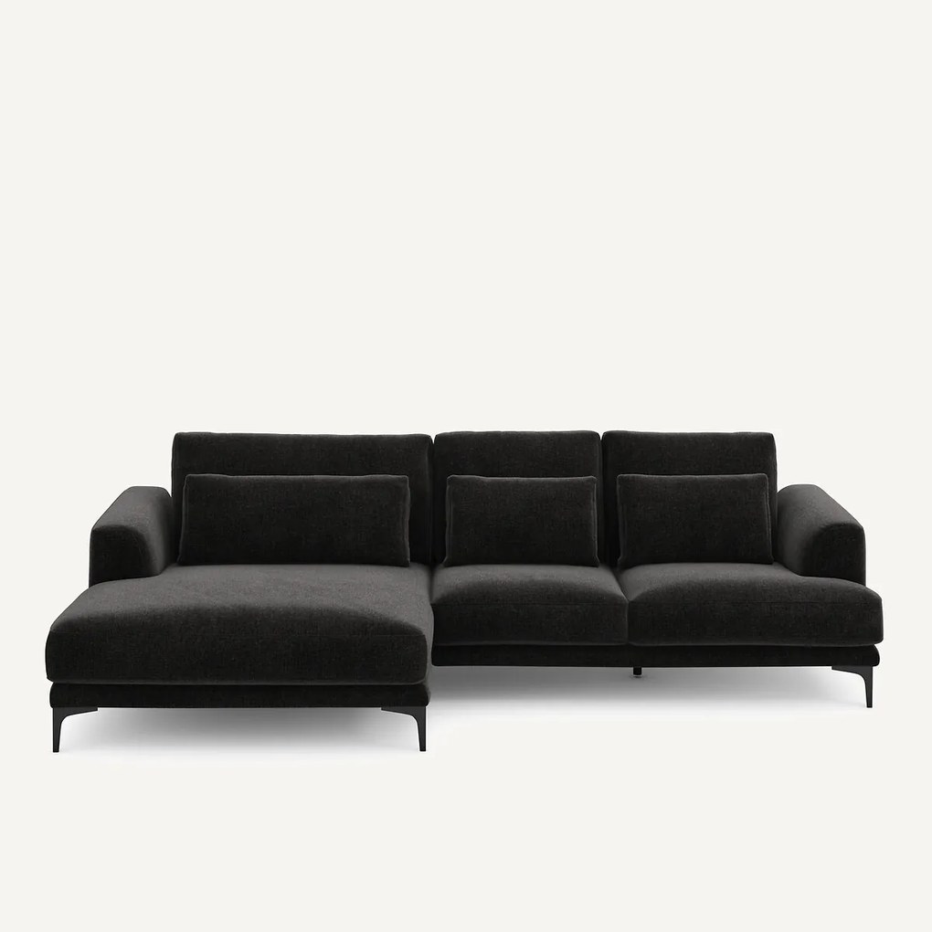 XL hoekbank links in chenille fluweel, MARSILE