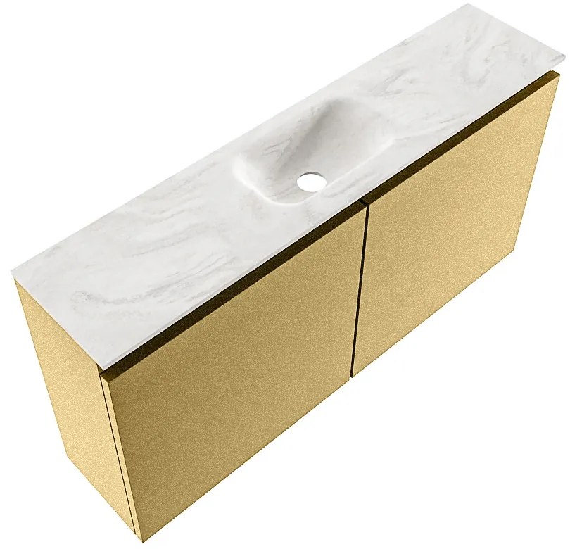 Mondiaz Ture DLux toiletmeubel 100cm oro met wastafel ostra midden met kraangat