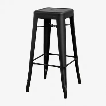 Set Van 4 Stapelbare Hoge Krukken In Staal Lix Matzwart & ↑75 Cm - Sklum