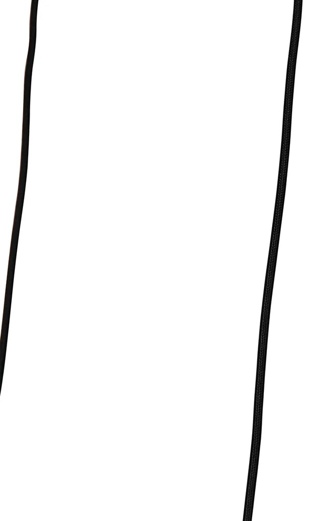 Landelijke hanglamp zwart met touw 3-lichts - Leia