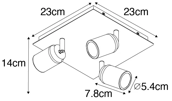 Moderne badkamer Spot / Opbouwspot / Plafondspot zwart vierkant 3-lichts IP44 - Ducha Modern GU10 IP44 Lamp