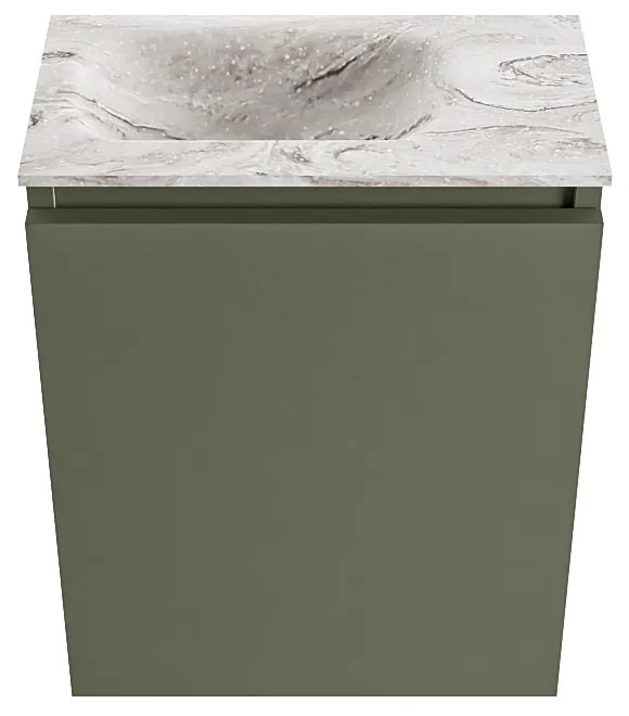 Mondiaz Ture DLux toiletmeubel 40cm army met wastafel glace links met kraangat