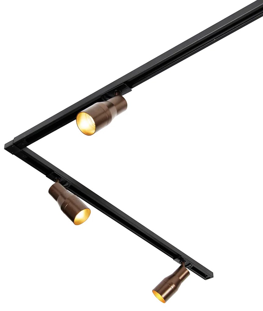 Modern railsysteem met 5 Spot / Opbouwspot / Plafondspots donker brons 1-fase - Iconic Kohua Modern GU10 Binnenverlichting Lamp