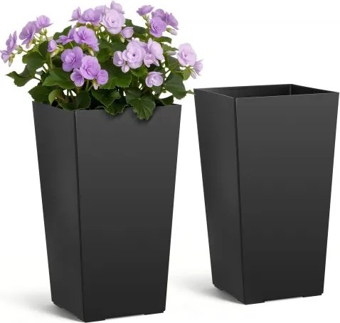 VEVOR Bloempot 300x300x550 mm 2-delige set, bloempot, plantenbak, PP plantenbak met binnenpot en drainagegaten, geschikt voor kamer- en tuinplanten, zwart