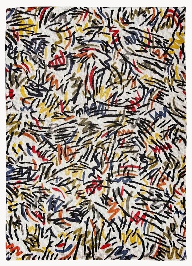 Platgeweven jacquard vloerkleed Graffito