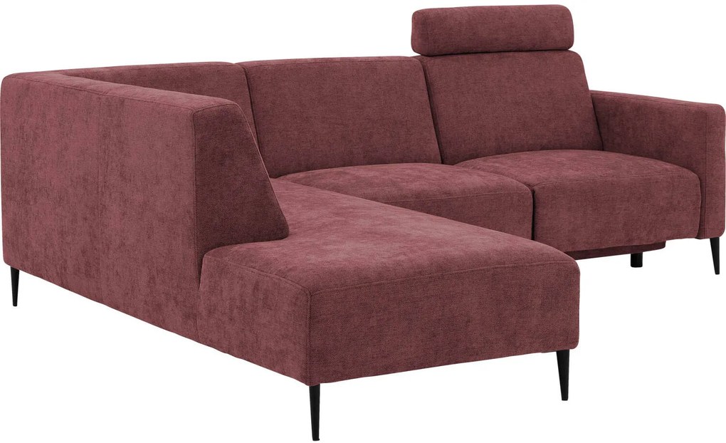 Goossens Hoekbank Tiolo Met Relaxfunctie En Hoofdsteun rood, stof, 3-zits, modern design met ligelement links