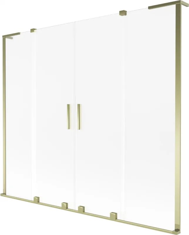 Mexen Velar L Duo badwand scherm 2-delig verschuifbaar 200 x 150 cm, mat, goud - 896-200-003-32-50