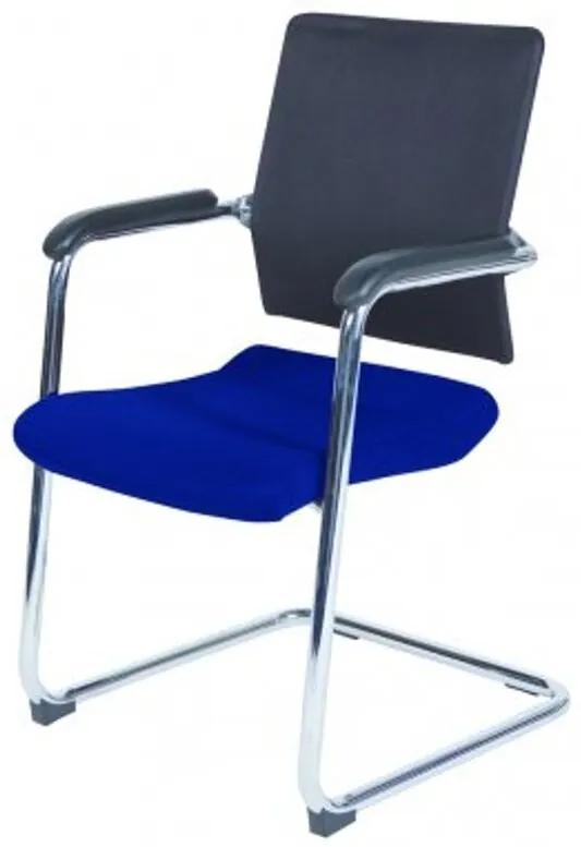 Serie 045 conferentiestoel zitting stof blauw en rug mesh zwart