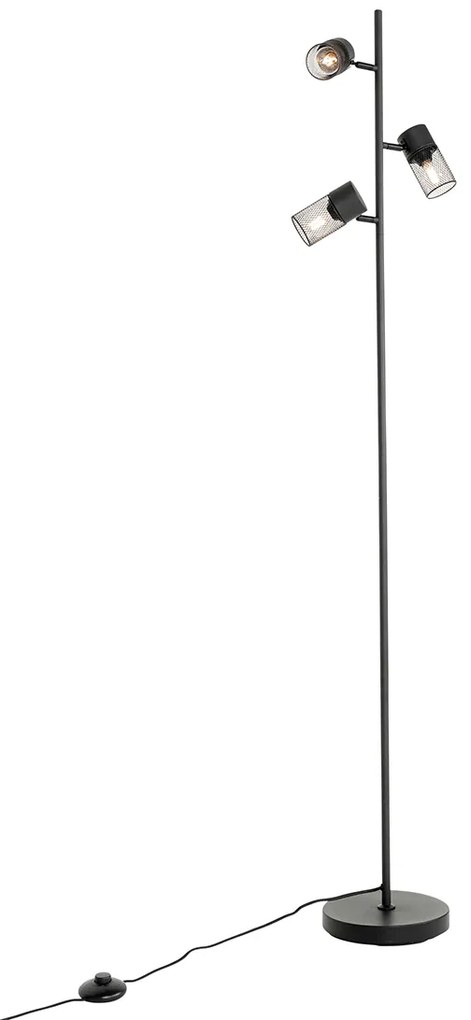 Industriële vloerlamp zwart 3-lichts - Jim