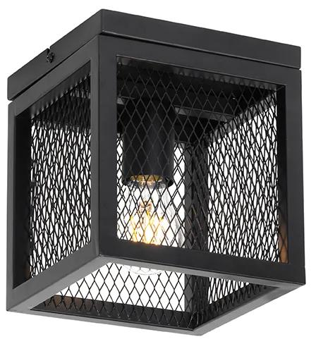 Industriële plafondlamp zwart met gaas - Cage Modern E27 vierkant Binnenverlichting Lamp