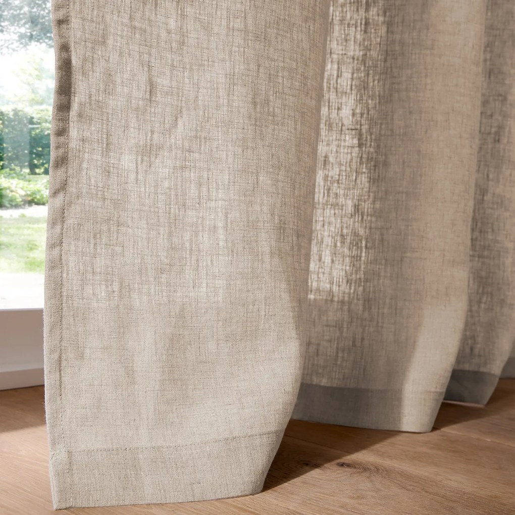 Onega breed gewassen linnen gordijn met verborgen flap
