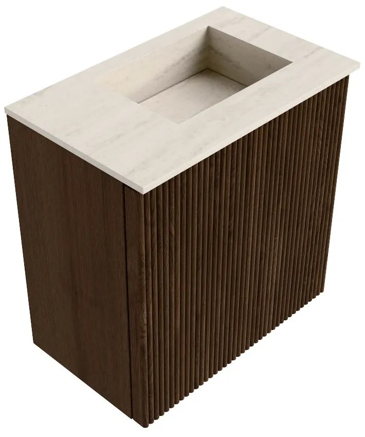 Mondiaz Joya DLux 40cm toiletmeubel walnut met wastafel faye rechts 1 kraangat meli