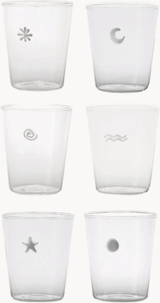Handgemaakte glazen tumblers Symbols, 6-delig