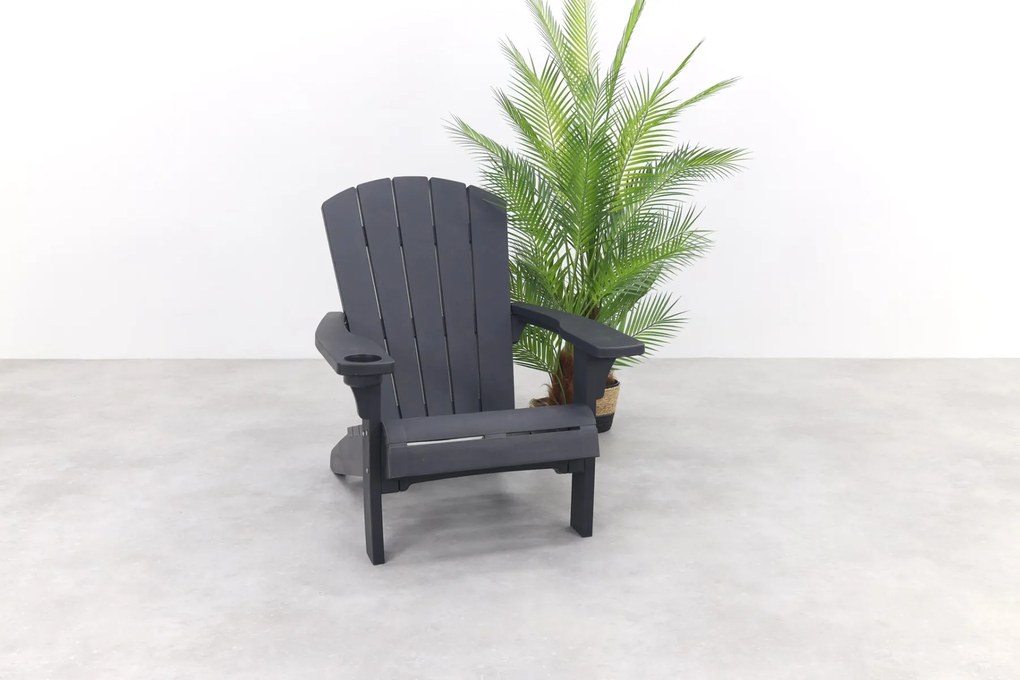 Keter Alpine Adirondack Loungestoel met Bekerhouder - Antraciet