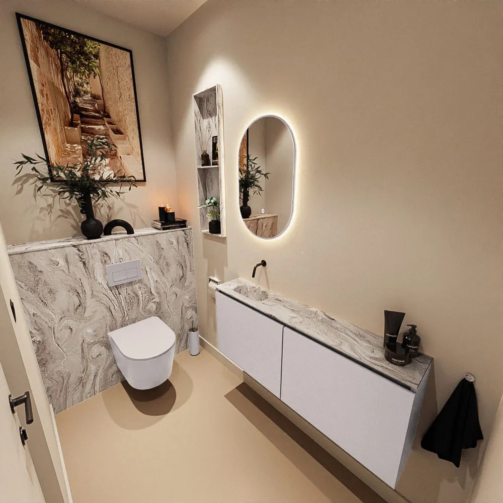 Mondiaz Ture DLux toiletmeubel 120cm cale met wastafel glace links zonder kraangat