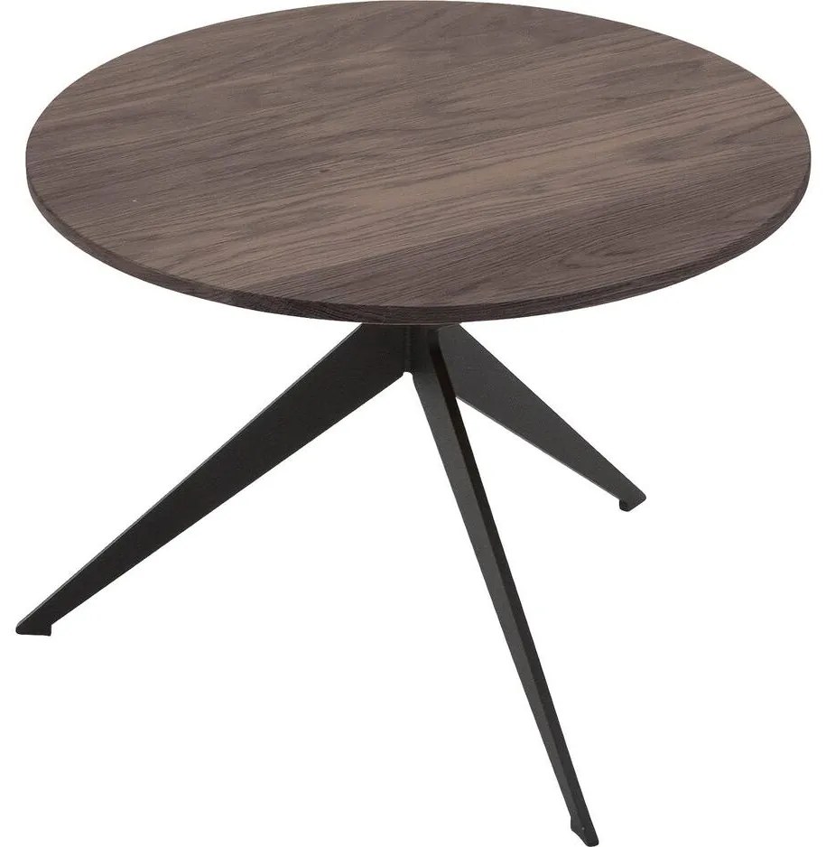 Goossens Excellent Salontafel Ferris rond, hout eiken donker bruin, elegant chic, 50 x 37 x 50 cm