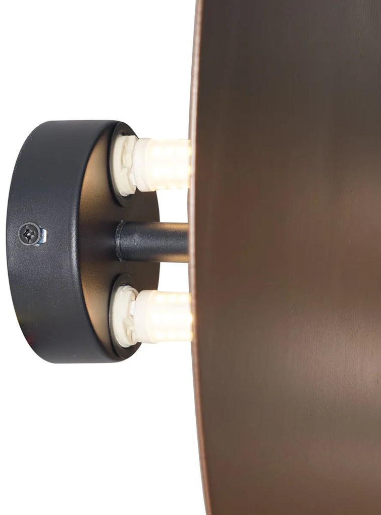 Design wandlamp brons organisch 32cm 2-lichts - Pulley