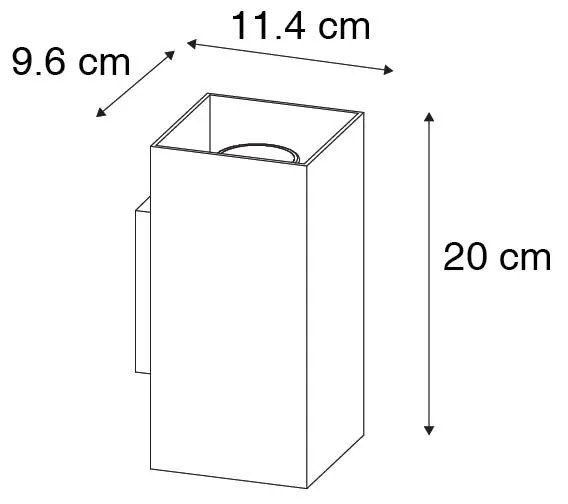 Design vierkante wandlamp zwart met gouden binnenkant - Sab