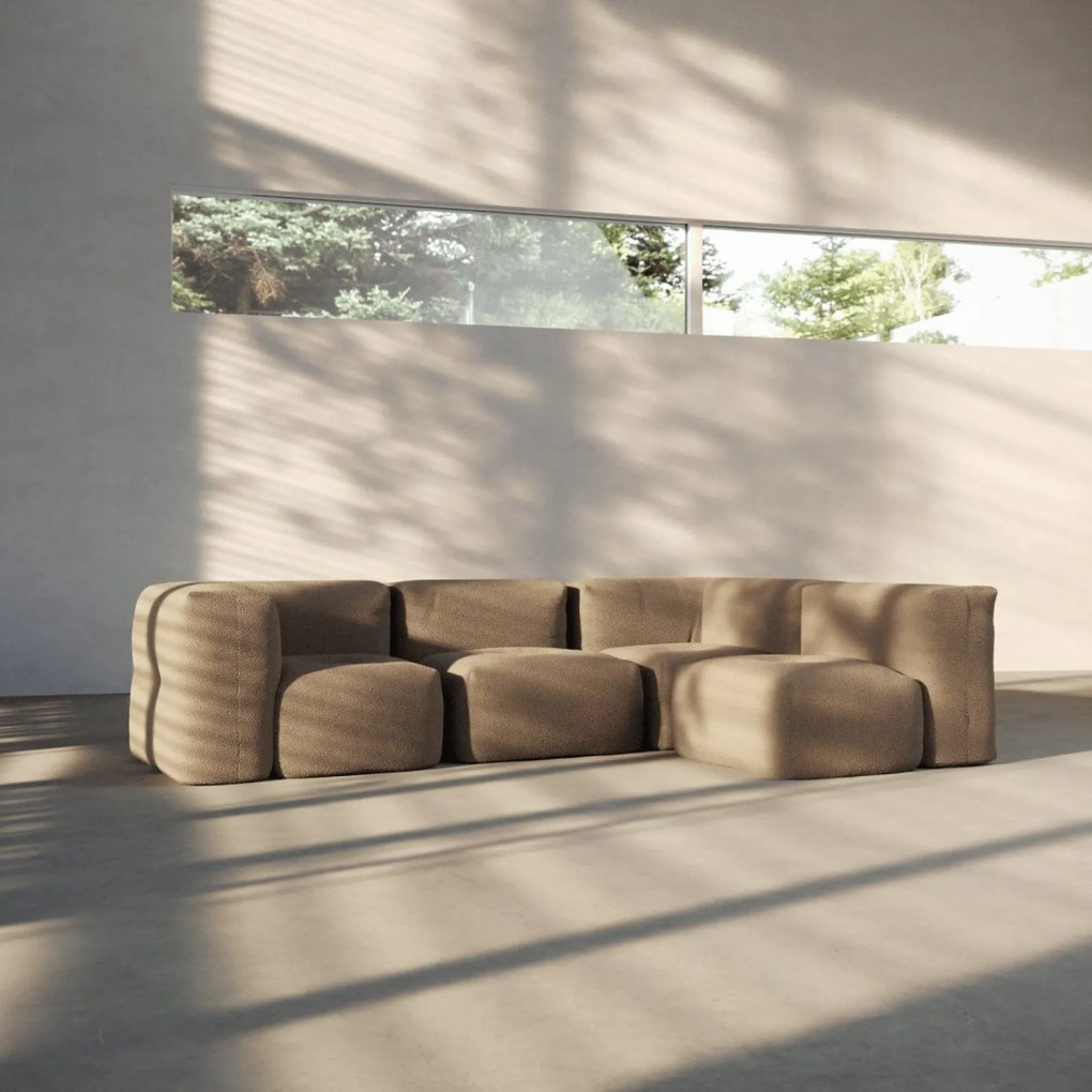 Soft Zitzak Indoor 4 Seater Hoekbank - Teddy Brown