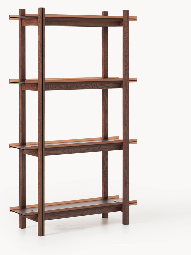 Groot eikenhouten wandrek Alex met glazen planken