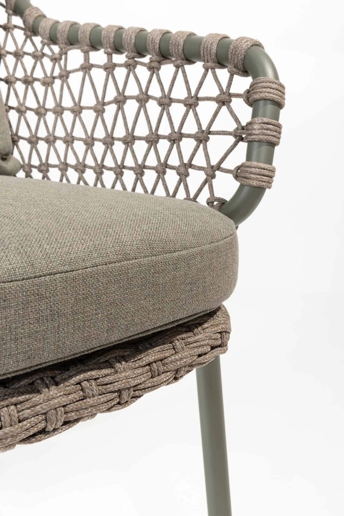 4 Seasons Outdoor Jura tuinset olijfgroen met Montana tafel met keramisch terrazzo blad 240 x 103 cm  Tuinset    taupe weerbestendig
