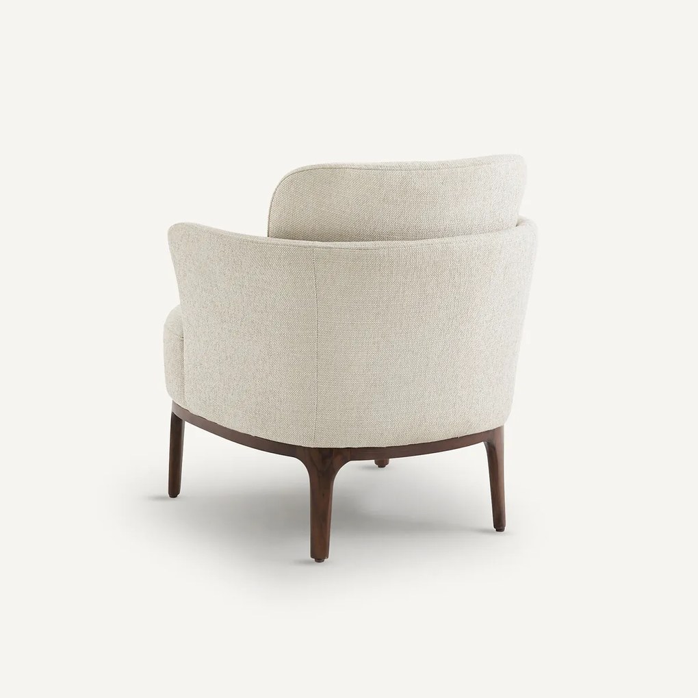 Fauteuil in notenhout en getextureerde stof, Jabote