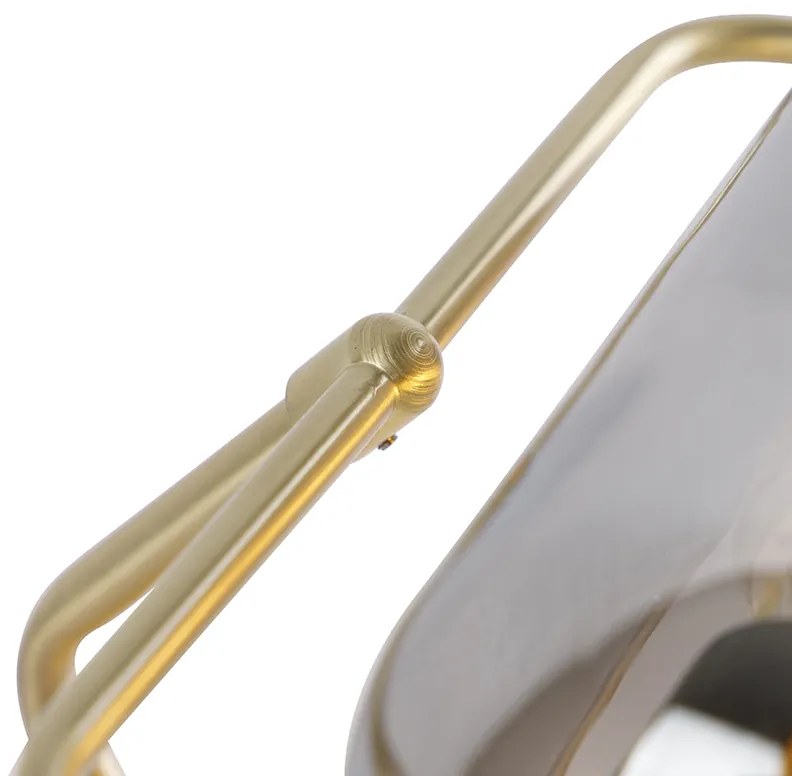 Klassieke notarislamp goud met gerookt spiegel glas - Banker Klassiek / Antiek E27 Binnenverlichting Lamp