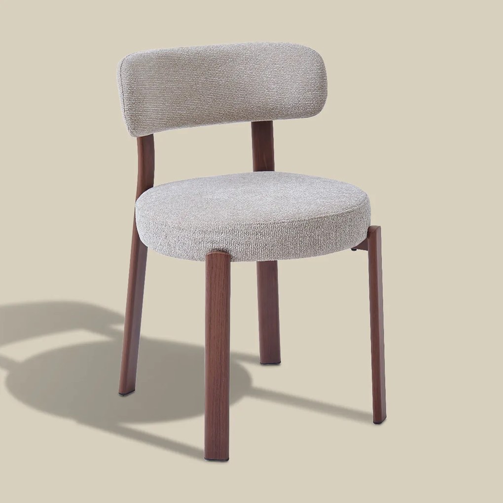 Walnoot Eetkamerstoel Met Beige Zitting