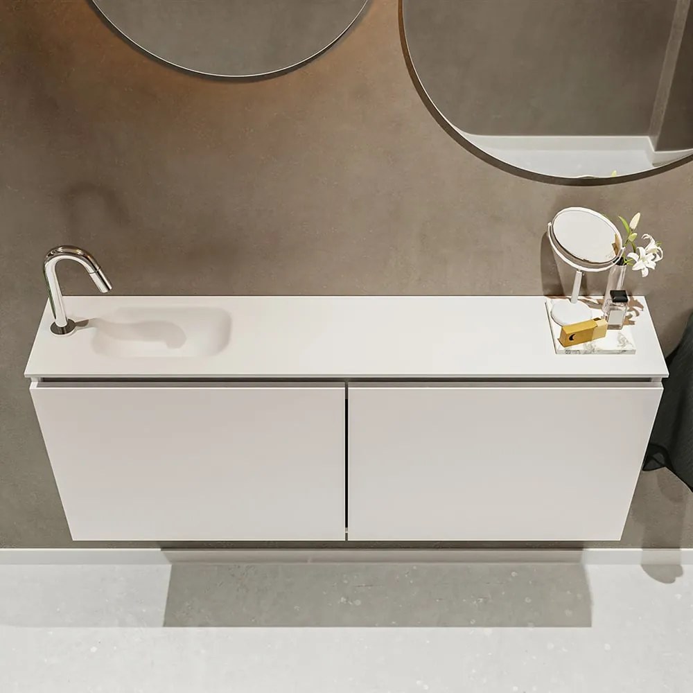 Mondiaz Ture 120cm toiletmeubel linen met wastafel talc links 1 kraangat