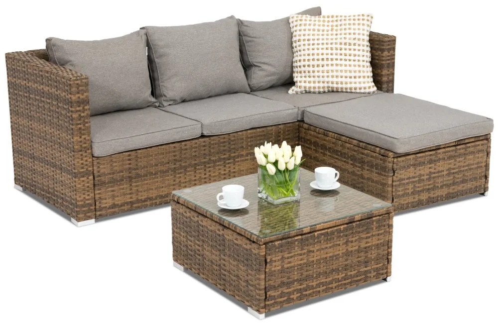 Roma Corner 4 Tuinpunt technorattan tuinmeubelen bruin