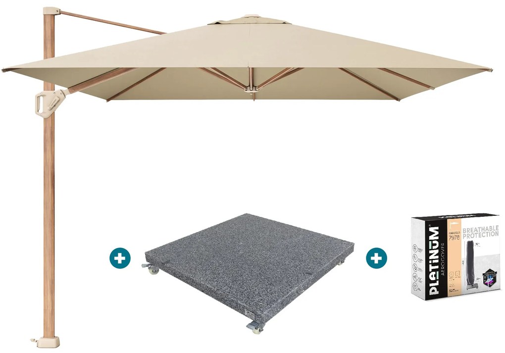 Platinum Challenger Premium T1 4x3 m - Champagne Teak met voet en hoes