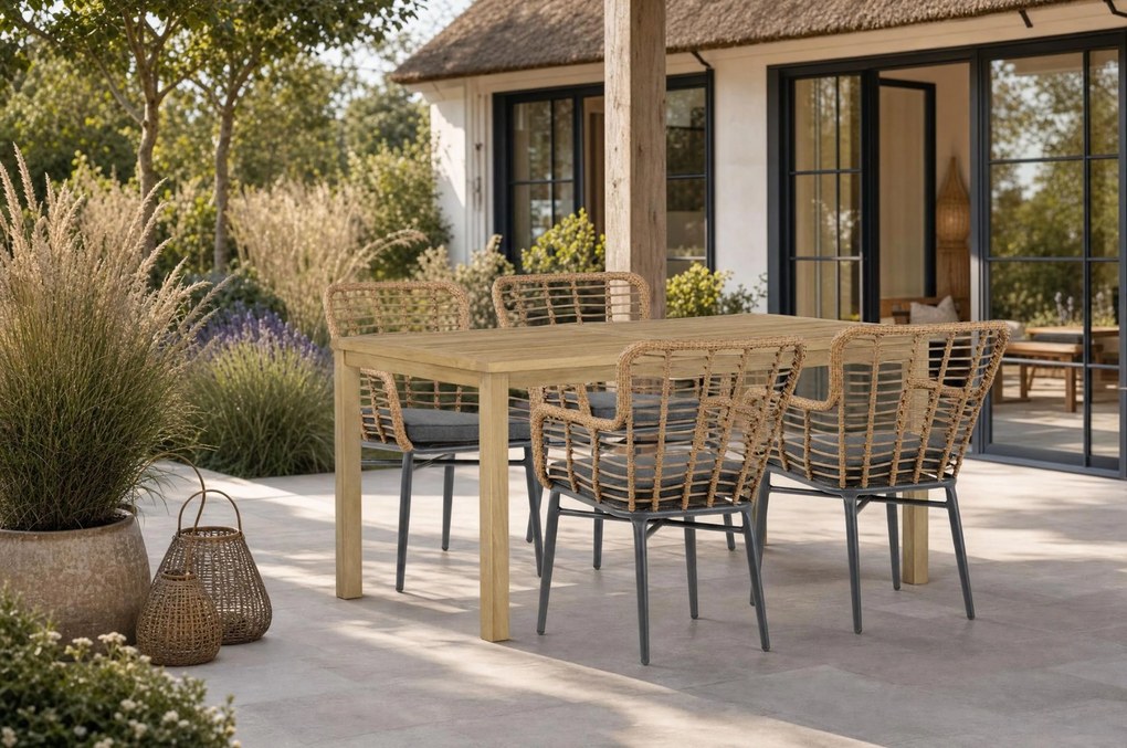 Tuinset 4 personen 160 cm Aluminium/Wicker Taupe De Laan Projects