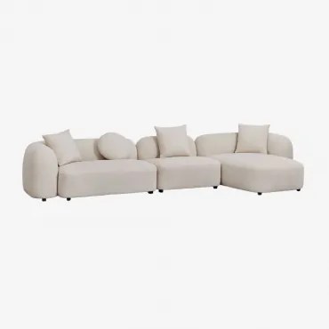 Modulaire Bank Met Chaise Longue Rechts, 3-delig In Chenille Coco Dikke Chenille Wit - Sklum
