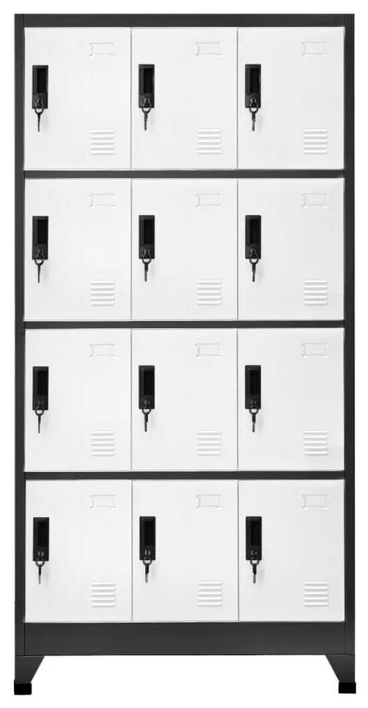 vidaXL Lockerkast 90x45x180 cm staal antracietkleurig en wit